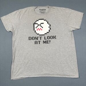 Super Mario Boo Ghost T-Shirt Mens 2X Gray Graphic Tee Don't Look At Me Nintendo